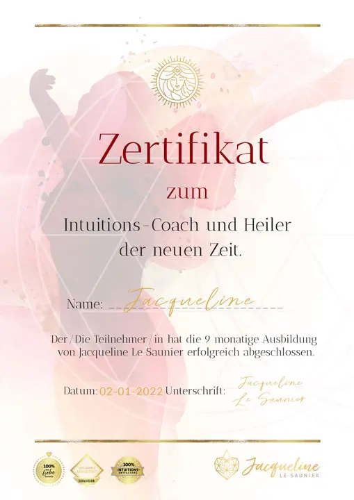 Zertifikat der Fernausbildung: Intuitive Leaderin der neuen Zeit
